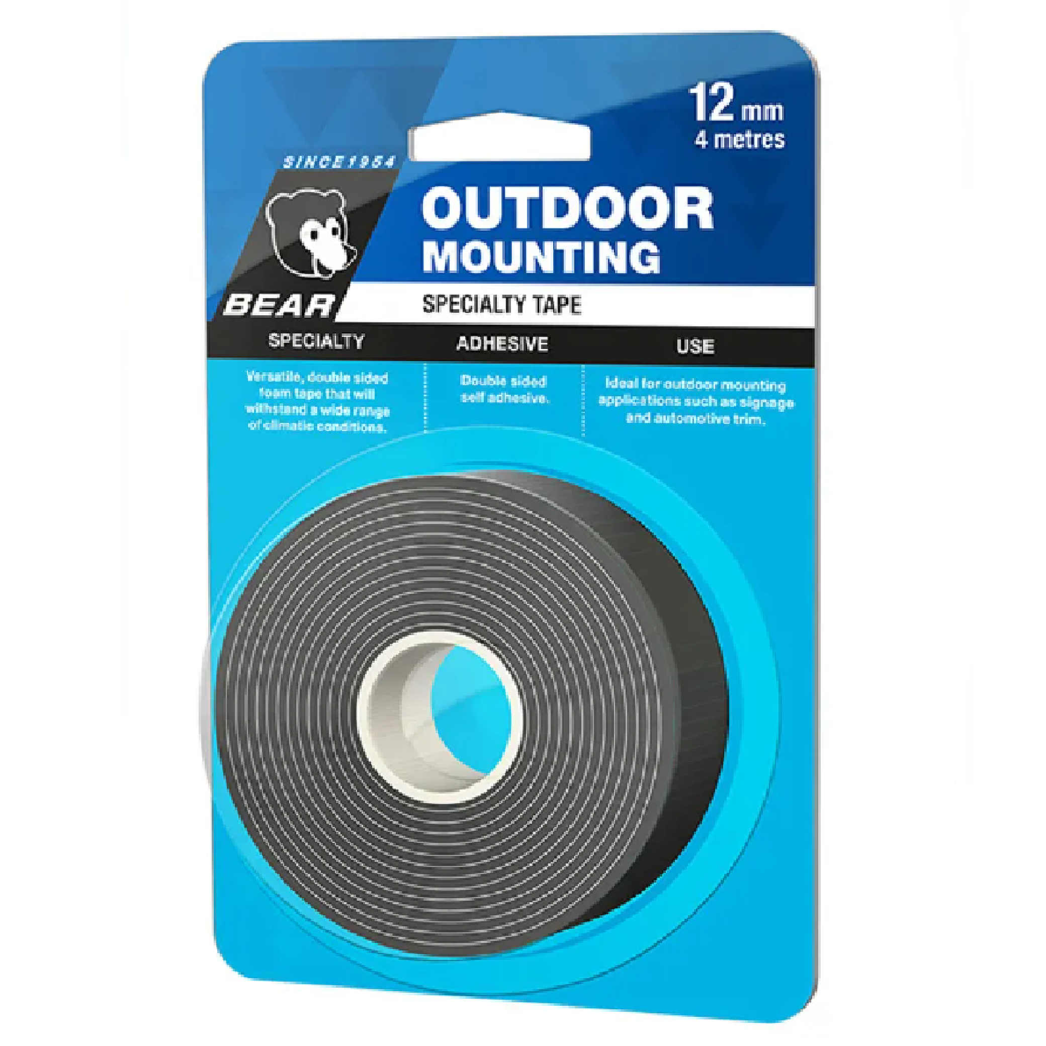 BEAR OUTDOOR Mounting Double Sided Tape HEAVY DUTY 12MM X 4M